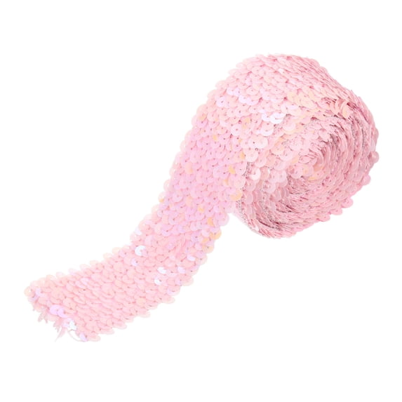 Uxcell 11 Yards 2" Elastic Sequins Trim 5 Row Flat Sequin Strip Pink