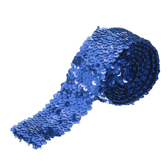 Uxcell 11 Yards 2 Inch Elastic Sequins Trim 5 Row Flat Sequin Strip Sequins Fabric Ribbon for Sewing Blue