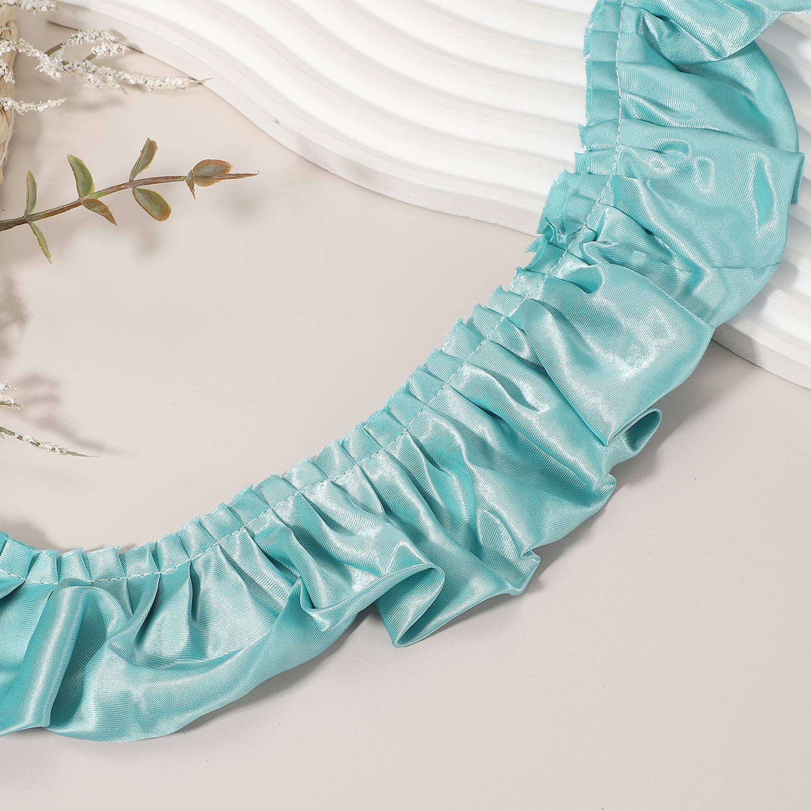 Uxcell 11 Yards 3D Pleated Chiffon Lace Trim 2" Width Satin Ruffle Ribbon Pleated Sewing Fabric Trim Peacock Blue