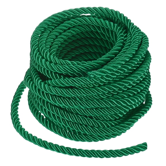 Uxcell 11 Yards Soft Twisted Rope Trim, 8 mm/0.31 in Dark Green Polyester Twisted Silk Rope Cord for DIY Craft