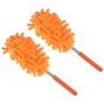 thumbnail image 1 of Uxcell 11" to 31" Chenille Cleaning Duster, Washable Extendable Brush Orange 2Pack, 1 of 5