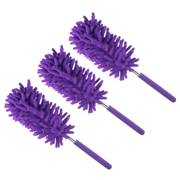 Uxcell 11" to 31" Chenille Cleaning Duster, Washable Extendable Brush Purple 3Pack