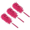 thumbnail image 1 of Uxcell 11" to 31" Chenille Cleaning Duster, Washable Extendable Brush Rose Red 3Pack, 1 of 5