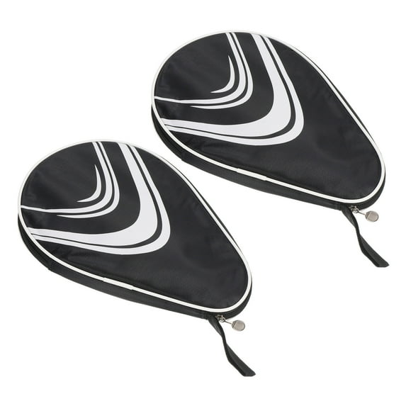 Uxcell 11" x 7" Ping Pong Paddle Case Table Tennis Racket Case Soft Cover Container Bag Gourd Shape, Black 2 Pack