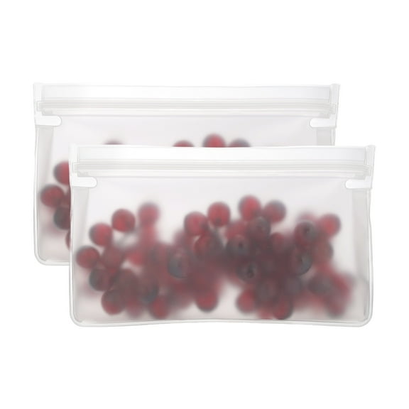 Uxcell 11"x2"x10.6" Reusable Freezer Bag, 2 Pcs Leakproof Zip Food Storage Stand Up Bags Fridge Snack Vegetable Fruit Ice Container for Long-Lasting Freshness, Transparent