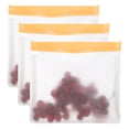 thumbnail image 1 of Uxcell 11"x2"x10.6" Reusable Freezer Bag, 3 Pcs Leakproof Zip Food Storage Stand Up Bags Fridge Snack Vegetable Fruit Ice Container for Long-Lasting Freshness, Orange, 1 of 7
