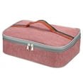thumbnail image 1 of Uxcell 11"x8"x3" Insulated Lunch Bags Reusable Food Containers Bag Flat Bento Bags Pink, 1 of 6