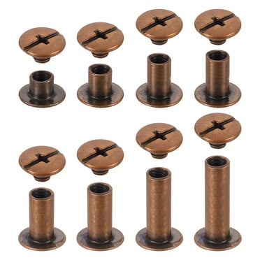 Uxcell 50set M5 X 5mm Chicago Screw Metal Phillips Head Binding Screws Post Nail Rivet Stud Screw Rivets For DIY Leather Belt Bag Craft Bookbinding, Gold Tone