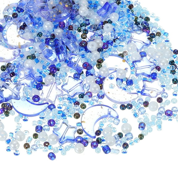 Uxcell 110 Pack Star Moon Beads, Star Moon Acrylic Pearl Beads Crystal Glass Spacer Bead for DIY Making Jewelry Bracelets Craft, Blue Purple
