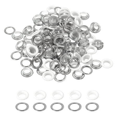 Uxcell 110 Pcs Grommets Eyelets with Washers 3/8" Grommets Kit White