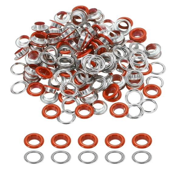 Uxcell 110 Pcs Grommets Eyelets with Washers 3/8" Grommets Kit Orange