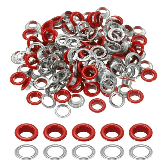 Uxcell 110 Pcs Grommets Eyelets with Washers 5/16" Grommets Kit Red