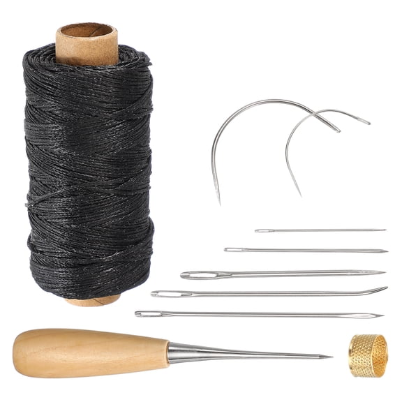 Uxcell 110 Yard Waxed Thread Cord, 0.8mm 150D Leather Sewing Waxed Thread Cord Kit for Sewing Stitching Bookbinding Beading Braiding, Black
