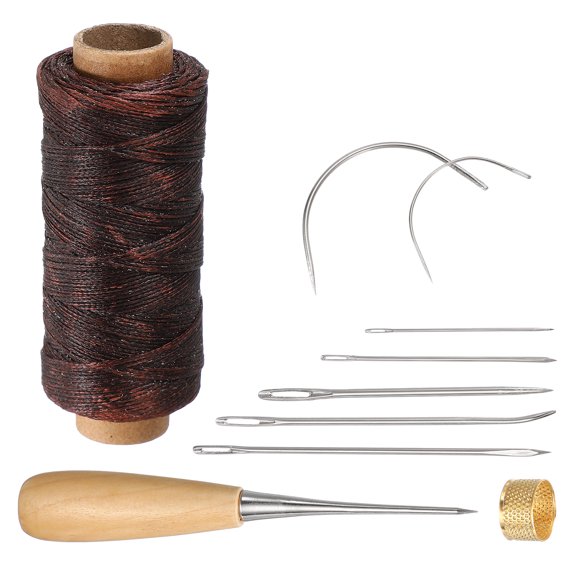 Uxcell 110 Yard Waxed Thread Cord, 0.8mm 150D Leather Sewing Waxed Thread Cord Kit for Sewing Stitching Bookbinding Beading Braiding, Coffee Brown