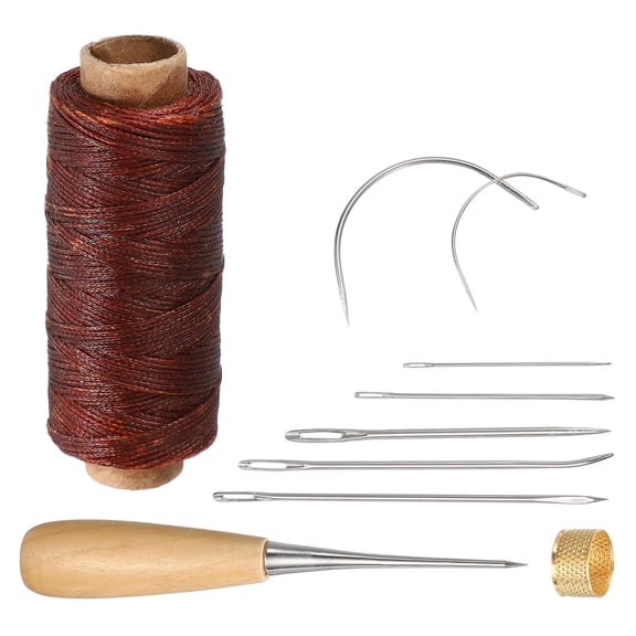 Uxcell 110 Yard Waxed Thread Cord, 0.8mm 150D Leather Sewing Waxed Thread Cord Kit for Sewing Stitching Bookbinding Beading Braiding, Dark Brown