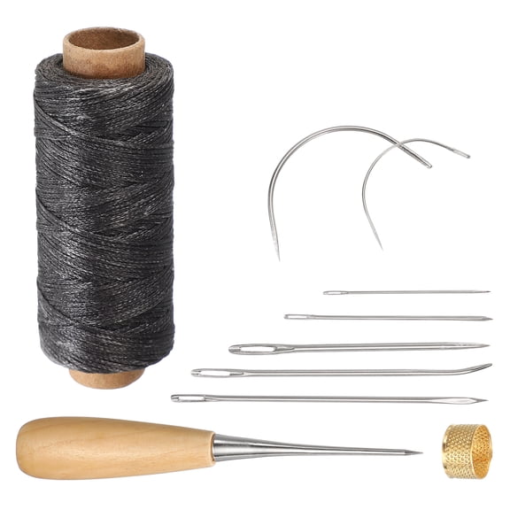 Uxcell 110 Yard Waxed Thread Cord, 0.8mm 150D Leather Sewing Waxed Thread Cord Kit for Sewing Stitching Bookbinding Beading Braiding, Dark Gray