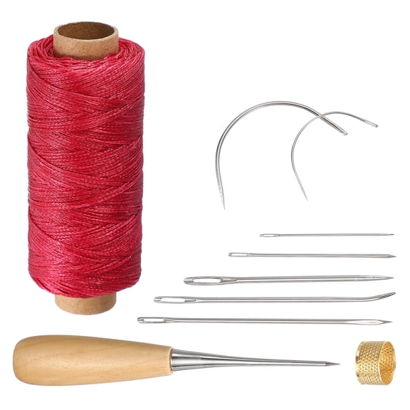 Uxcell 110 Yard Waxed Thread Cord, 0.8mm 150D Leather Sewing Waxed Thread Cord Kit for Sewing Stitching Bookbinding Beading Braiding, Purple Rose Red