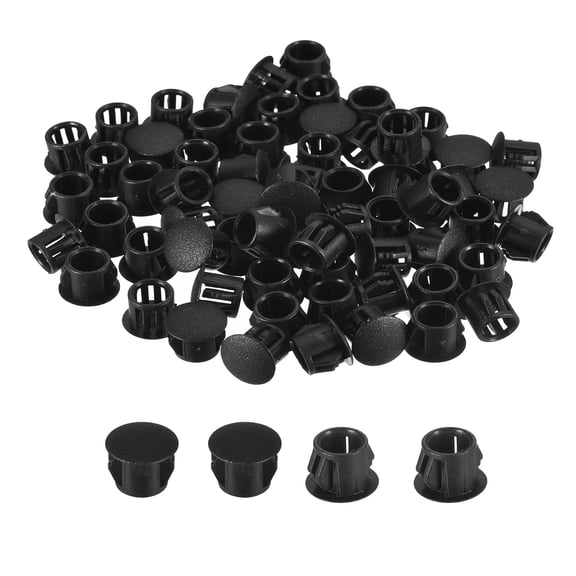 Uxcell 110Pack 3/8" Plastic Hole Plugs Panel Flush Type Knockout Locking Plugs, Black
