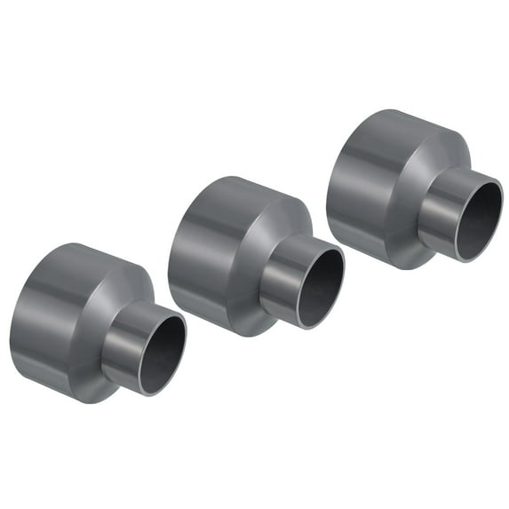 Uxcell Polyvinyl Chloride Reducer Pipe Fitting 4.33 inch x 2.48 inch 3 Pack Straight Coupling Adapter Connector Gray