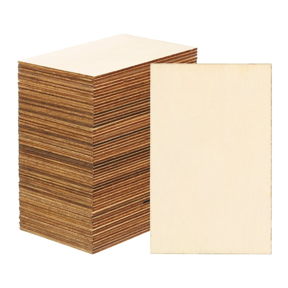 Uxcell 110x70mm Wood Pieces, 60 Pack Unfinished Rectangle Wood Shapes Blank Wooden Cutouts Ornaments Natural