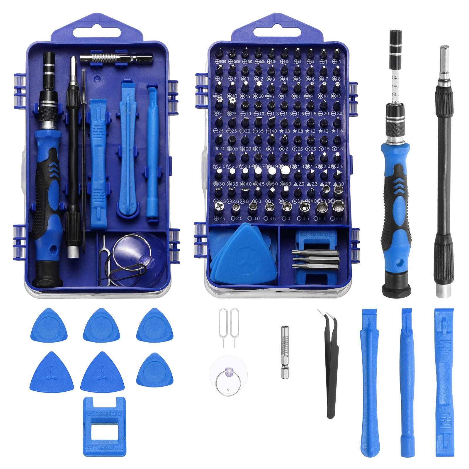 Uxcell 116 in 1 Magnetic Precision Screwdriver Set Electronics Repair Tools Kit with 96 Bits Flexible Shaft and Extension Rod for Cellphone Game Console Laptop PC Computer Camera, Blue
