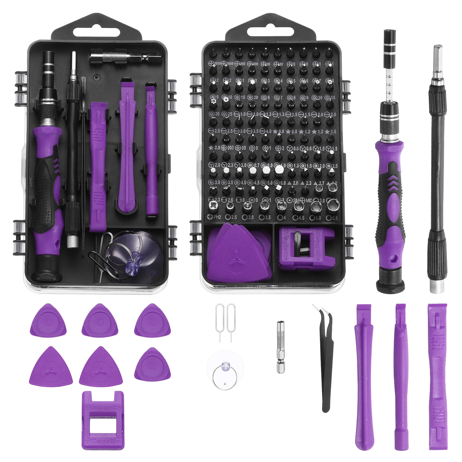 Uxcell 116 in 1 Magnetic Precision Screwdriver Set Electronics Repair Tools Kit with 96 Bits Flexible Shaft and Extension Rod for Cellphone Game Console Laptop PC Computer Camera, Purple