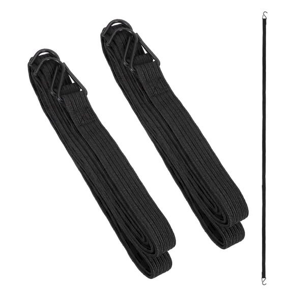 Uxcell 118" Adjustable Bungee Cords with Hook, 2Pcs Heavy Duty Outdoor Elastic Bungee Straps for Securing Luggage Moving Cargo, Black