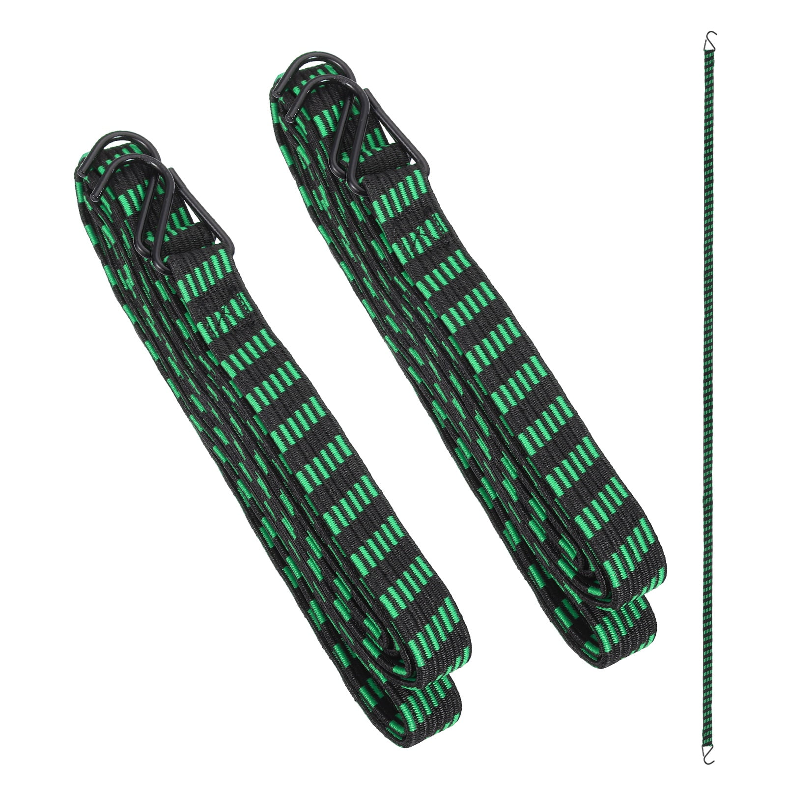 Uxcell 118" Adjustable Bungee Cords with Hook, 2Pcs Heavy Duty Outdoor Elastic Bungee Straps for Securing Luggage Moving Cargo, Green
