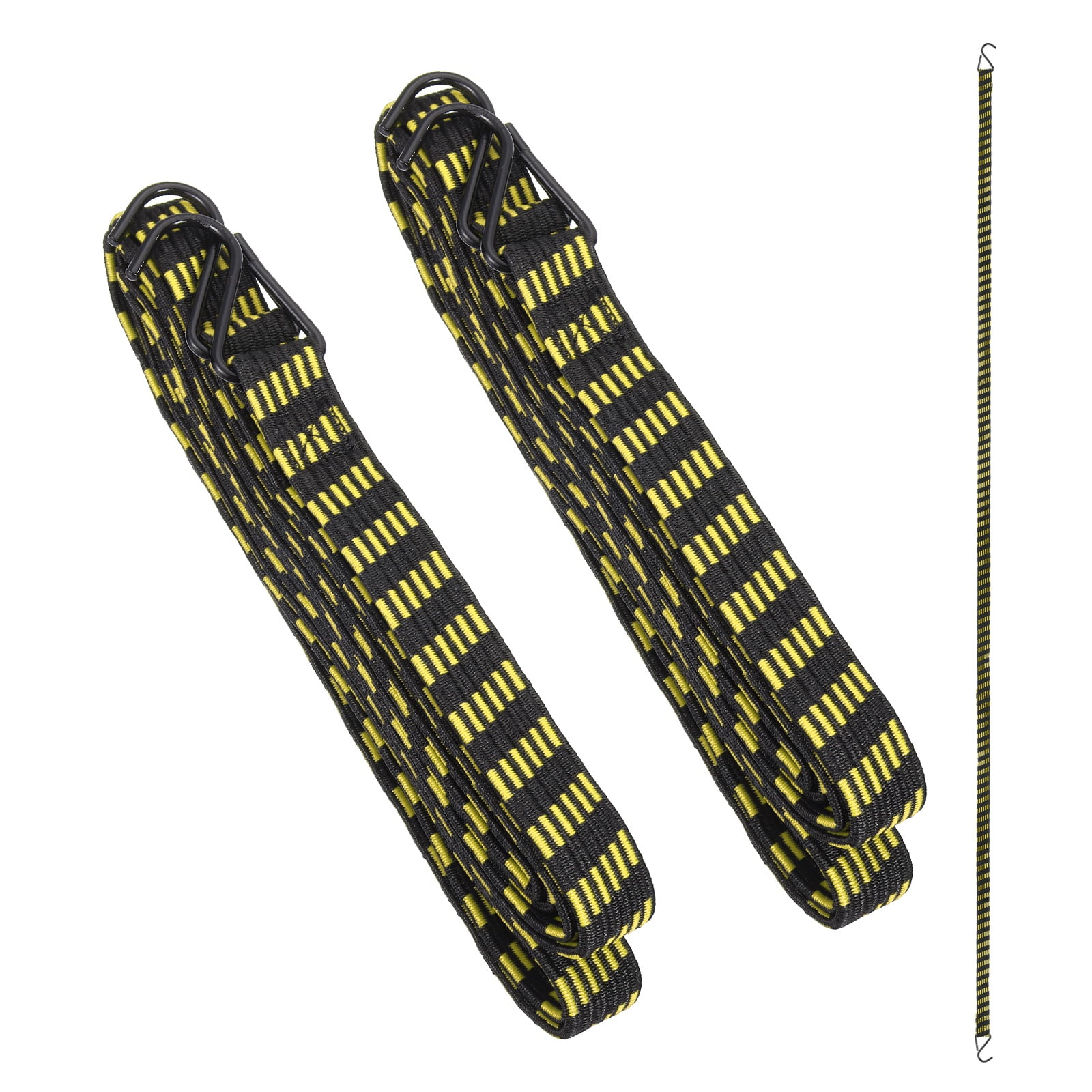 Uxcell 118" Adjustable Bungee Cords with Hook, 2Pcs Heavy Duty Outdoor Elastic Bungee Straps for Securing Luggage Moving Cargo, Yellow