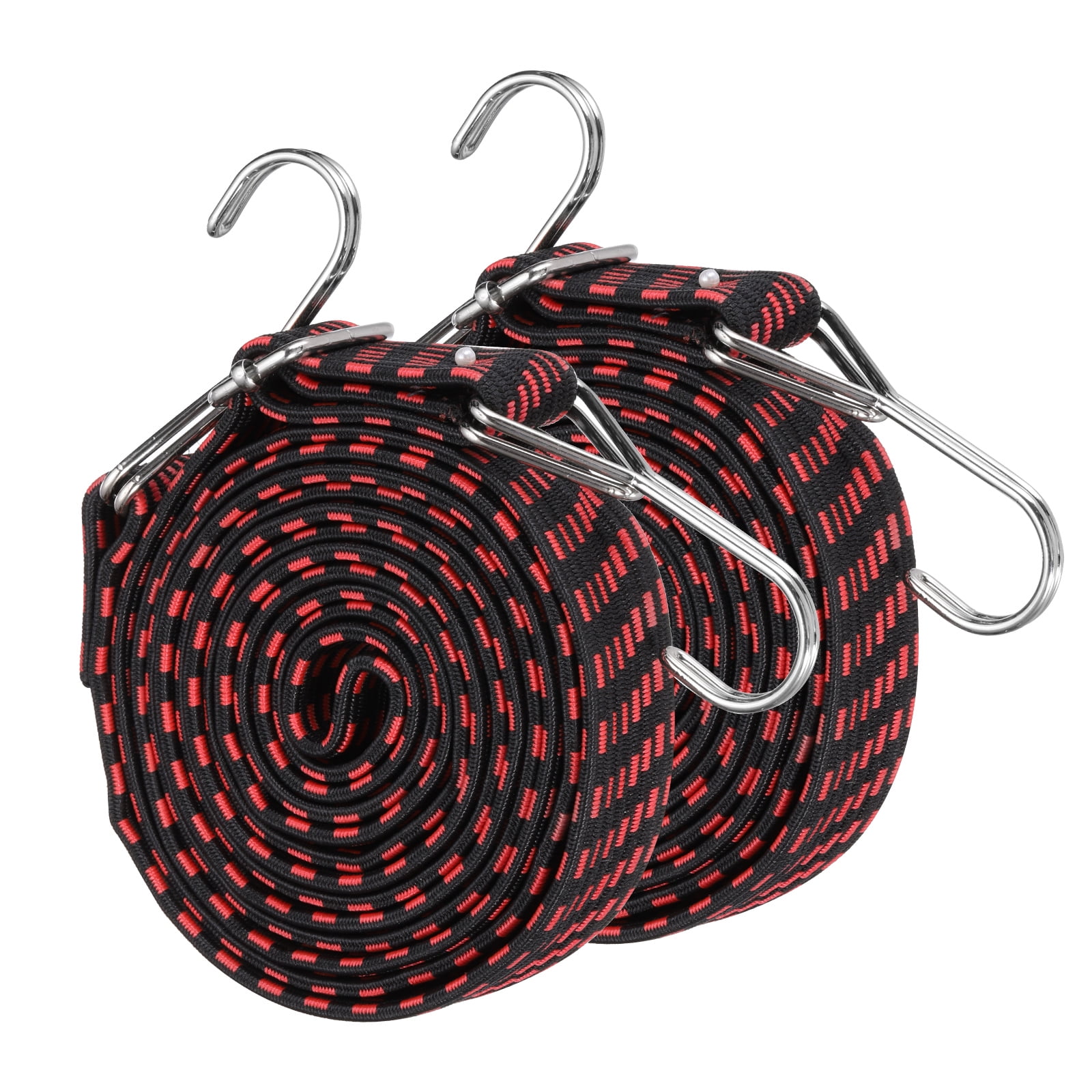 Uxcell 118" Adjustable Bungee Cords with Stainless Steel Hook, 2Pcs Heavy Duty Outdoor Elastic Bungee Strap for Securing Luggage Moving Cargo, Red