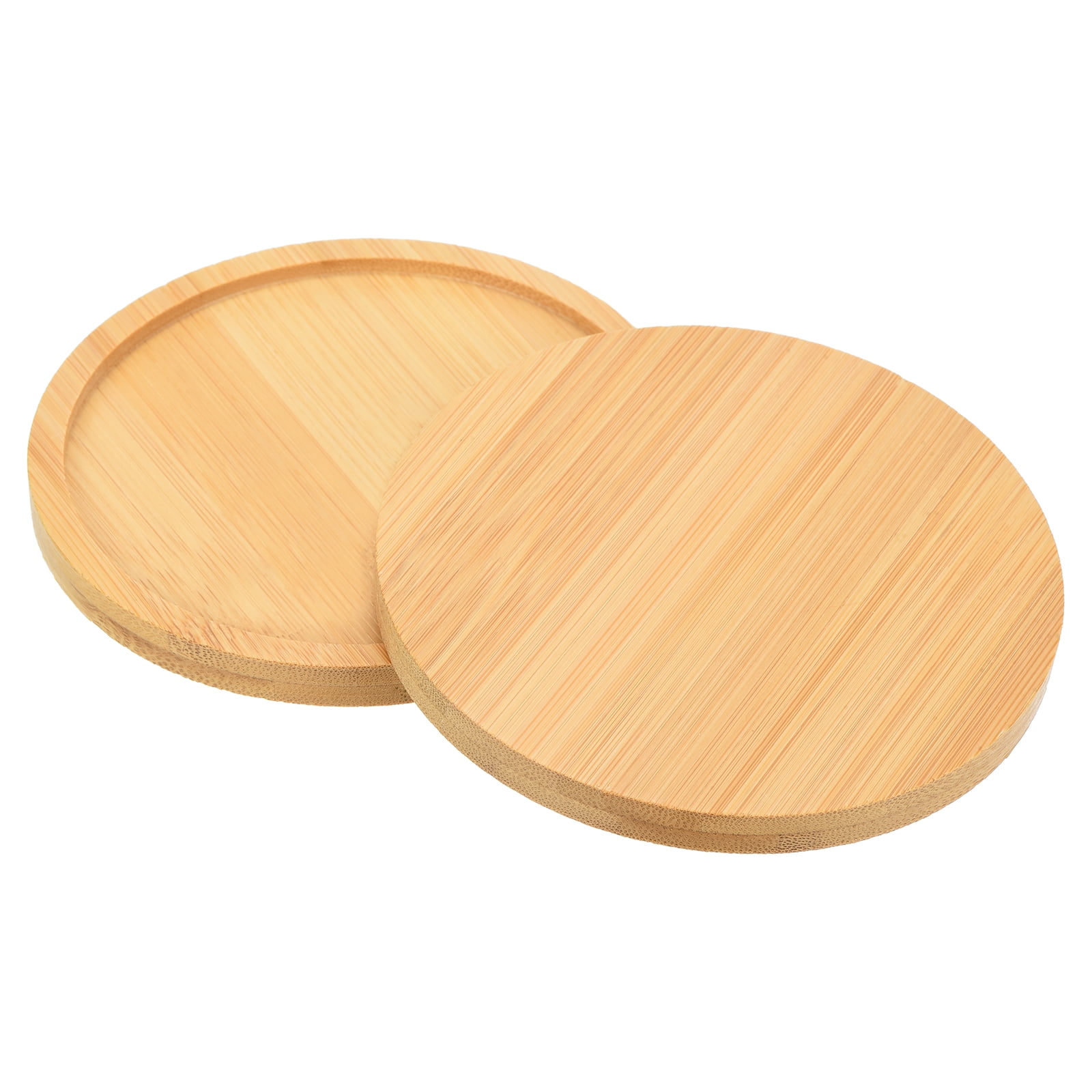 Uxcell 11cm Round Bamboo Plant Pot Saucer Flower Drip Tray for Indoors ...
