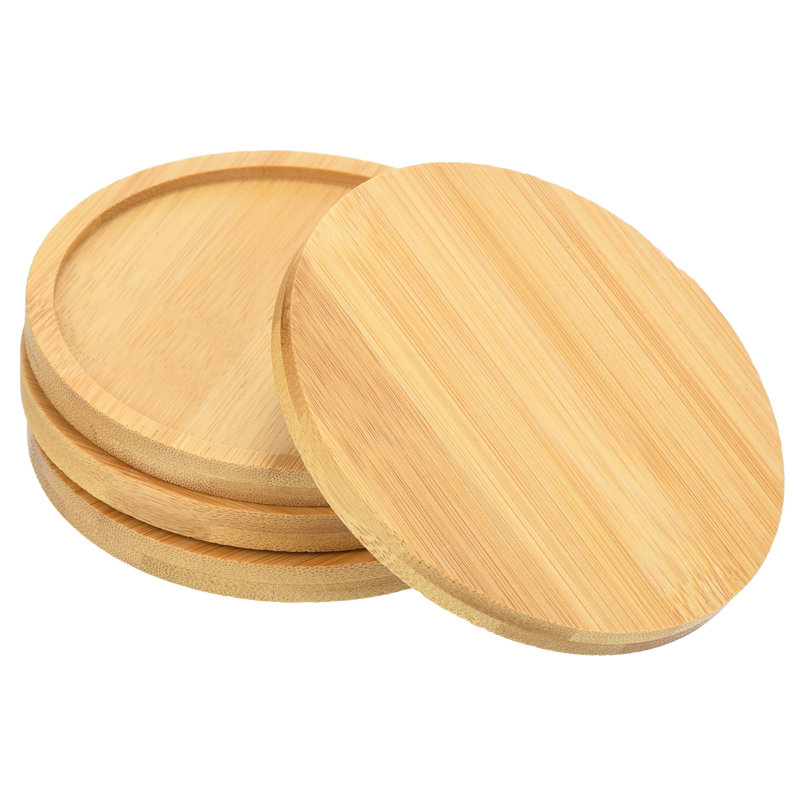 Uxcell 11cm Round Bamboo Plant Pot Saucer Flower Drip Tray for Indoors ...