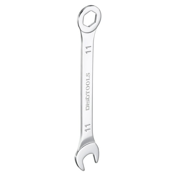 Uxcell 11mm 6-Point Thin Combination Wrench Double Ended Box and Open End Chrome Plated Steel, Silver