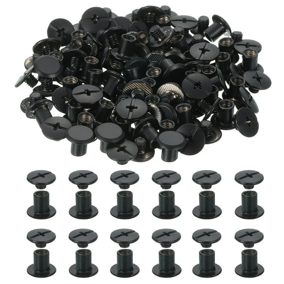 Uxcell 11mm Chicago Screws Leather Rivets, 60 Set Leather Rivets Nail Stud Screws Bolt Assorted Kit for DIY Leather Craft Bookbinding Decorate Repair Belt Bag Clothing, Black
