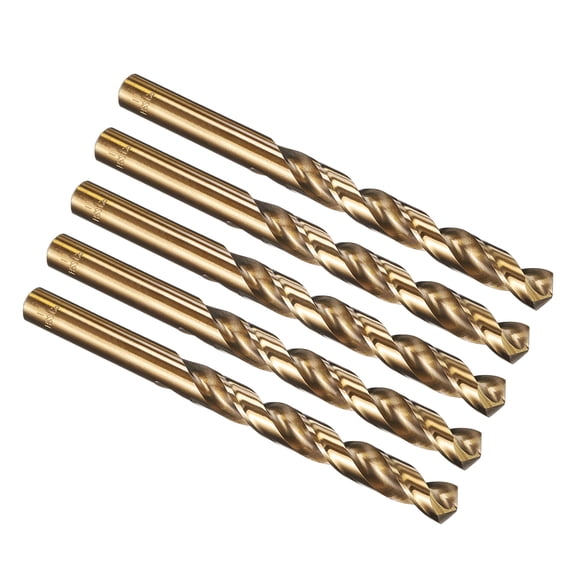 Uxcell 11mm Drill Bit, Jobber Straight Shank M35 Cobalt High-Speed Steel 135° Oven-baked Yellow Treatment for Steel Metal Alloy Hard Material - 5 Pack