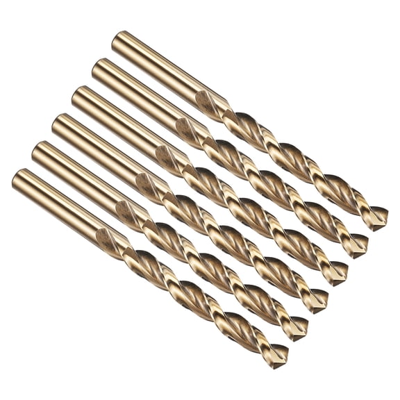 Uxcell 11mm Drill Bit, M42 8% Cobalt High-Speed Steel Jobber Straight Shank 135° Gold Finish for Hard Metal High-temperature Titanium Alloy - 6 Pack