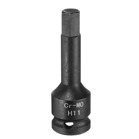 Uxcell 11mm Hex Impact Bit Socket H11 1/2 CR-MO Steel Phosphate Black Impact Drive Hex Bit Sockets Adapter