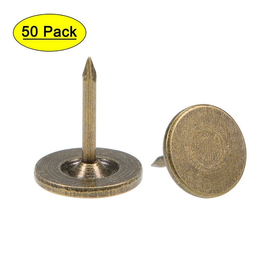 Uxcell 11mmx13mm Flat Head Furniture Nail Bronze Tone Upholstery Nails Tacks 50 Pack