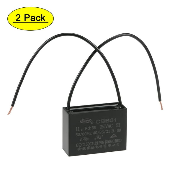 Uxcell 11uF 250V AC 2 Wires CBB61 Ceiling Fan Capacitors 2 Pack