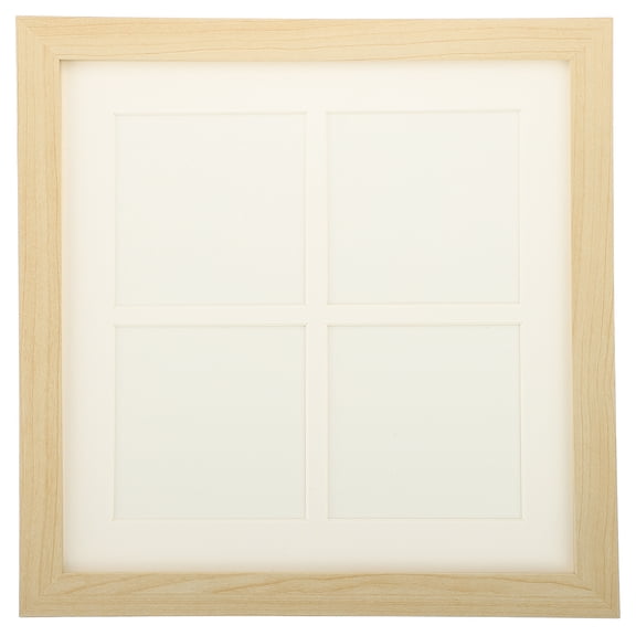 Uxcell 11x11 Collage Picture Frame Displays 4Pcs 3.5x3.5  Pictures, Natural Wood