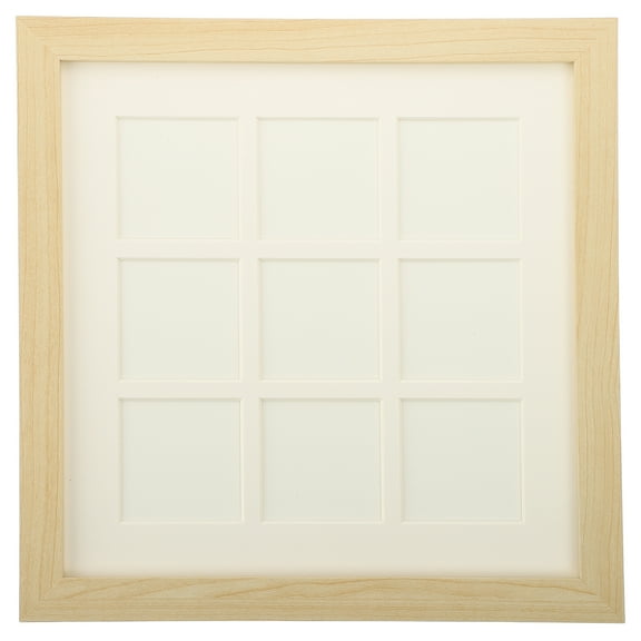 Uxcell 11x11 Collage Picture Frame Displays 9Pcs 2.2x2.2 Pictures, Natural Wood