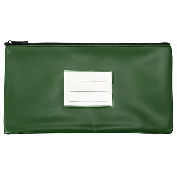 Uxcell 11x6" Money Bank Deposit Bag with Zipper, Leatherette Cash Coin Check Pouch with Clear Window, Green