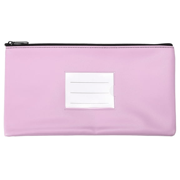 Uxcell 11x6" Money Bank Deposit Bag with Zipper, Leatherette Cash Coin Check Pouch with Clear Window, Purple