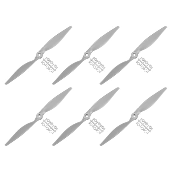 Uxcell 11x7 Inch RC Propellers 2-Vane Blades Props Gray with Adapter Rings RC Airplane Aircraft Prop Replacement 6Pcs