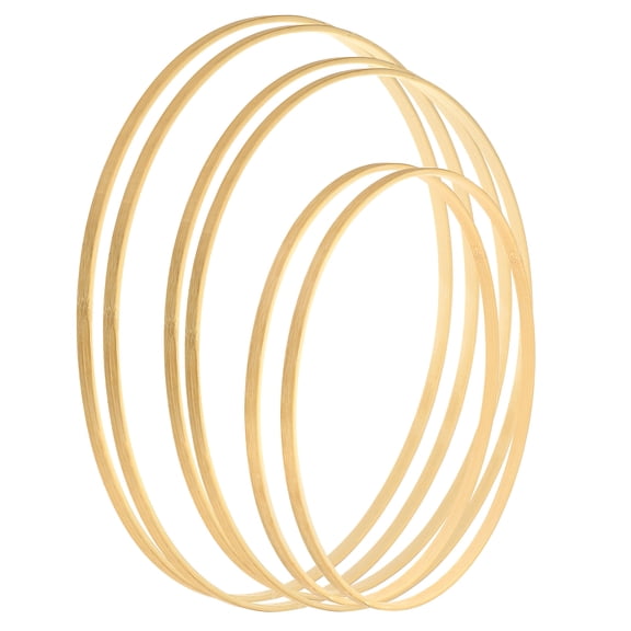 Uxcell 12/14/16 Inch Wooden Bamboo Floral Hoop Rings 6Pcs in 1 Set
