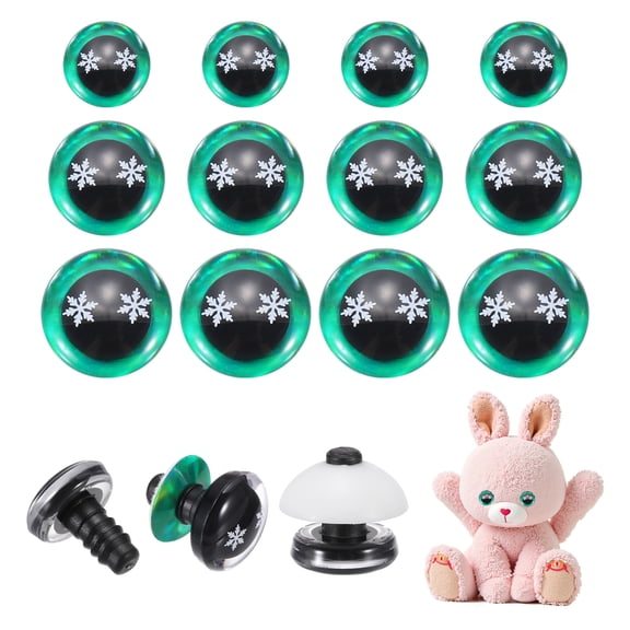 Uxcell 12/16/18mm Glitter Safety Eyes Snowflake, 30Pcs Doll Crocheting Eyes Green