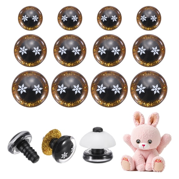 Uxcell 12/16/18mm Snowflake Safety Eyes, 30Pcs Realistic Doll Crocheting Eyes Gold