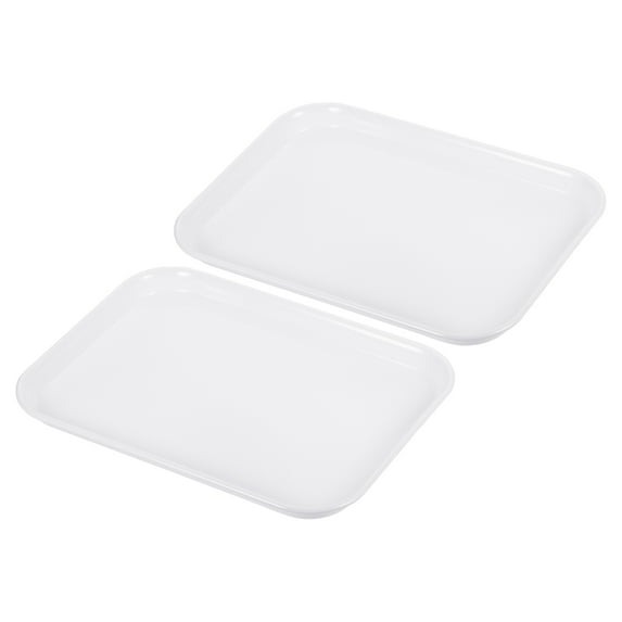 Uxcell 12.1x9.1" Fast Food Tray, 2 Pack Plastic Serving Tray Reusable Multi-Purpose Rectangle Tray White