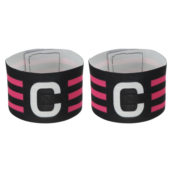 Uxcell 12.2x2.5" Soccer Captain C Armband, 2 Pack Nylon Unisex Elastic Badge Adjustable for Youth Team Training, Black