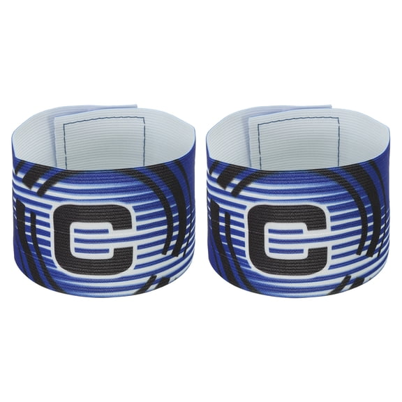 Uxcell 12.2x2.6" Soccer Captain C Armband, 2 Pack Nylon Unisex Elastic Arm Band Adjustable for Youth Team Training, Blue
